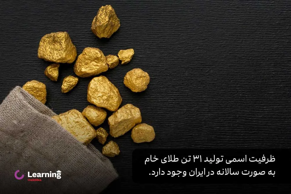 ظرفیت اسمی تولید ۳۱ تن طلای خام به صورت سالانه در ایران وجود دارد.