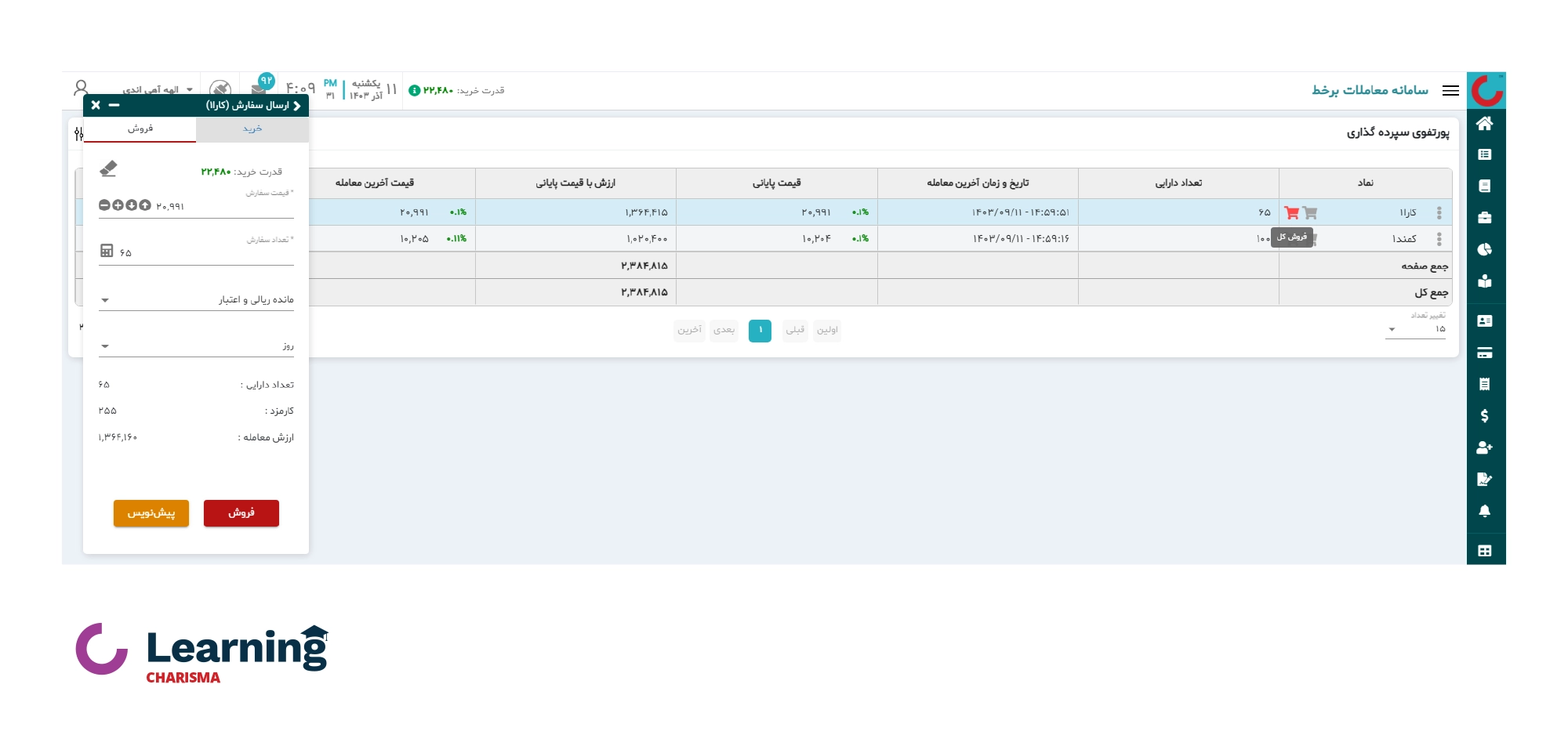 فروش سهام در اکسیر