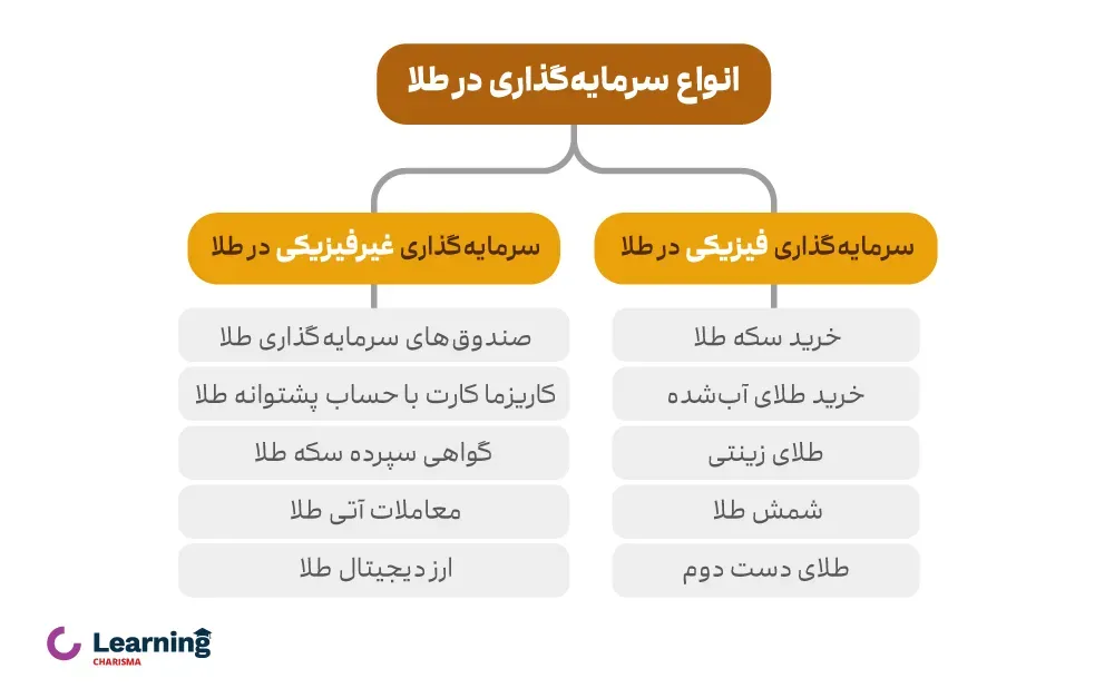 اینفوگرافیک انواع سرمایه گذاری در طلا