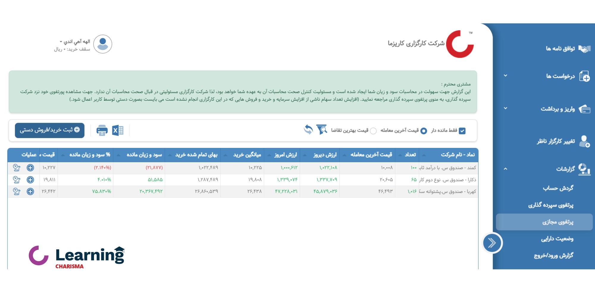 پرتفوی مجازی سامانه معاملات آفلاین