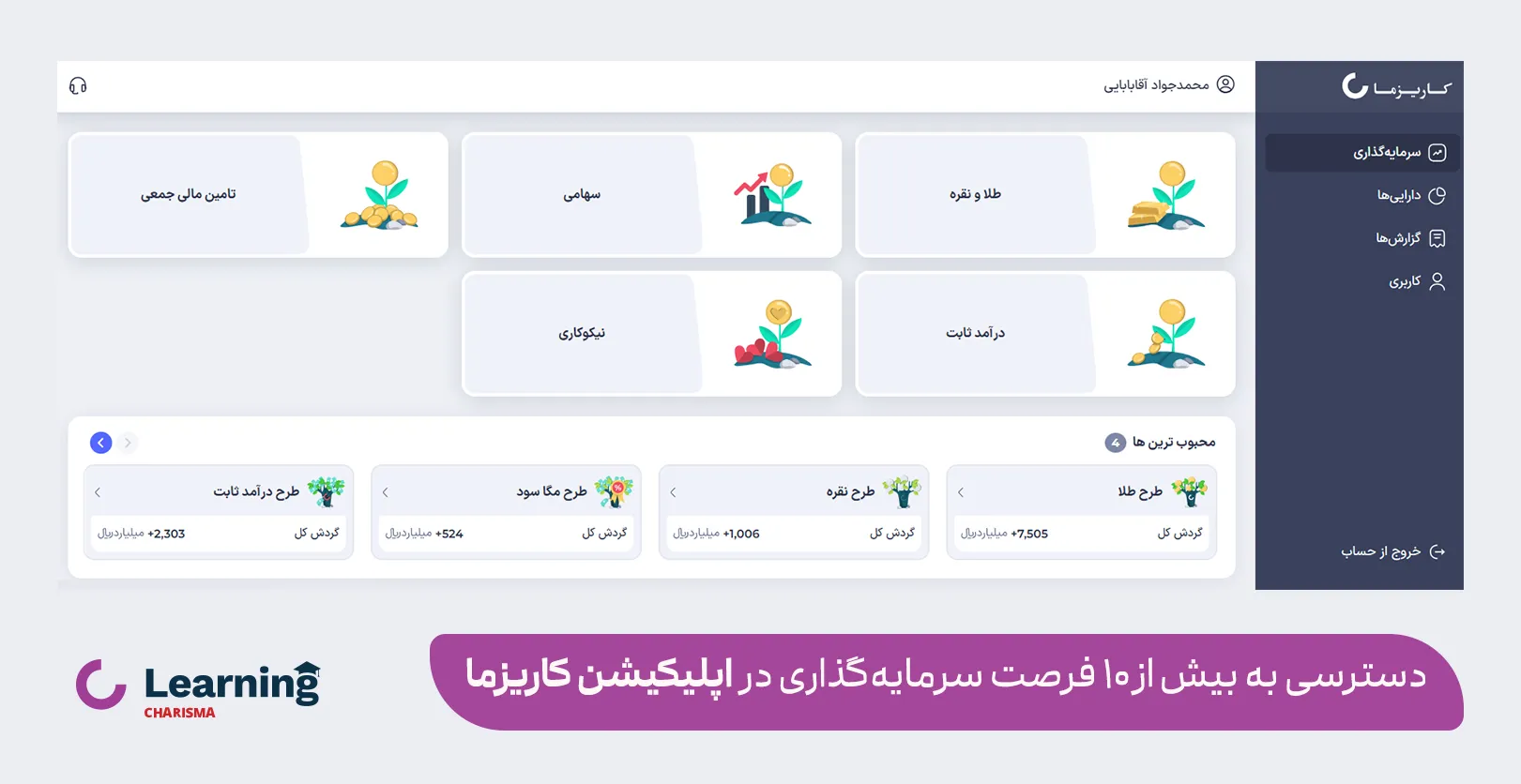 روش های متنوع سرمایه گذاری با یک میلیارد تومان در اپلیکیسن سرمایه گذاری کاریزما