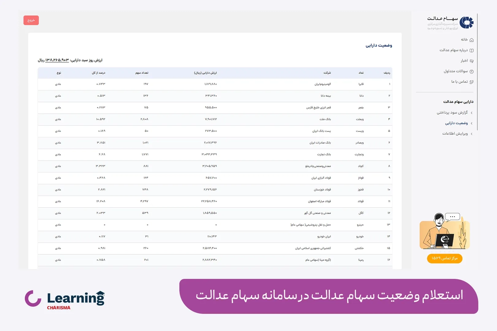 استعلام وضعیت سهام عدالت در سایت سهام عدالت